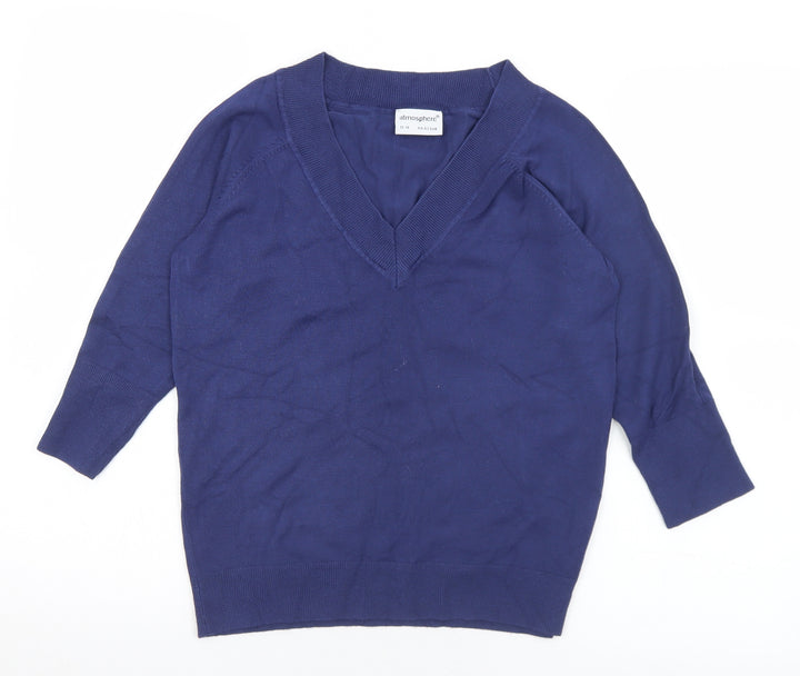 Atmosphere Womens Blue V-Neck  Acrylic Pullover Jumper Size 12   - 12-14
