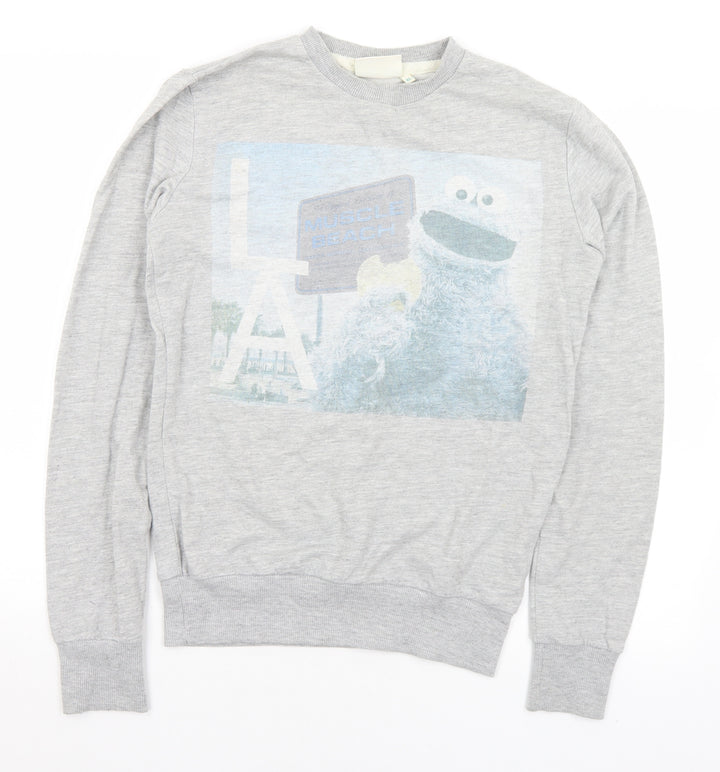 Sesame Street Mens Grey Polyester Pullover Sweatshirt Size XS - Cookie Monster