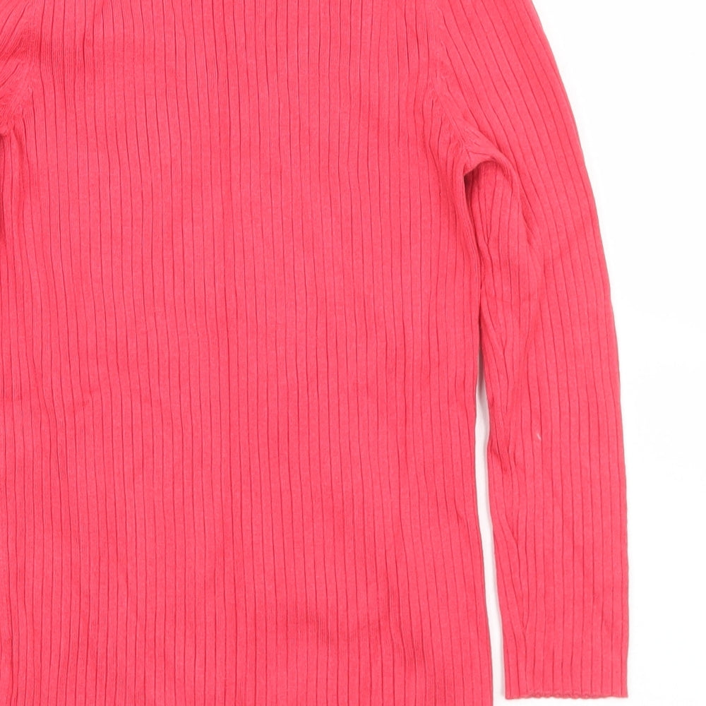 M&Co Womens Pink V-Neck  Viscose Pullover Jumper Size 12