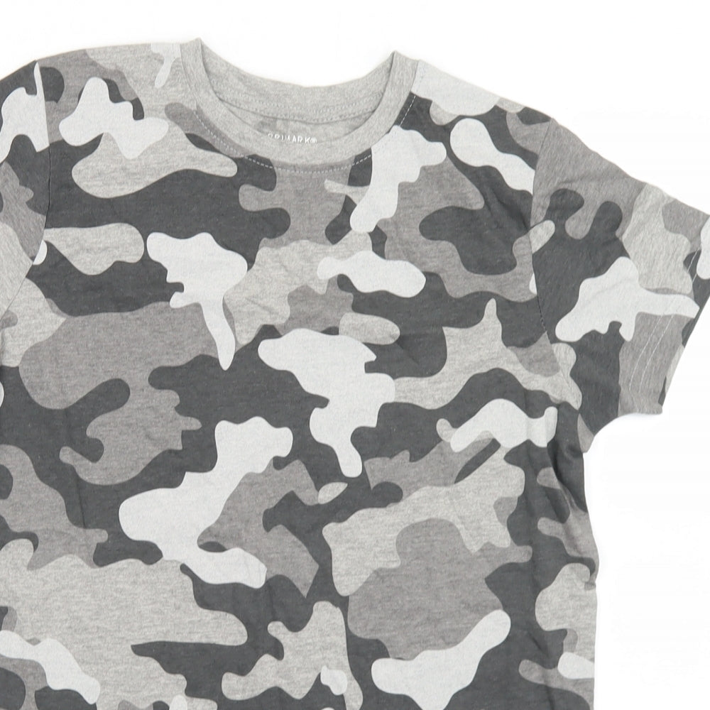 Primark Boys Grey Camouflage Cotton Basic T-Shirt Size 10-11 Years Crew Neck