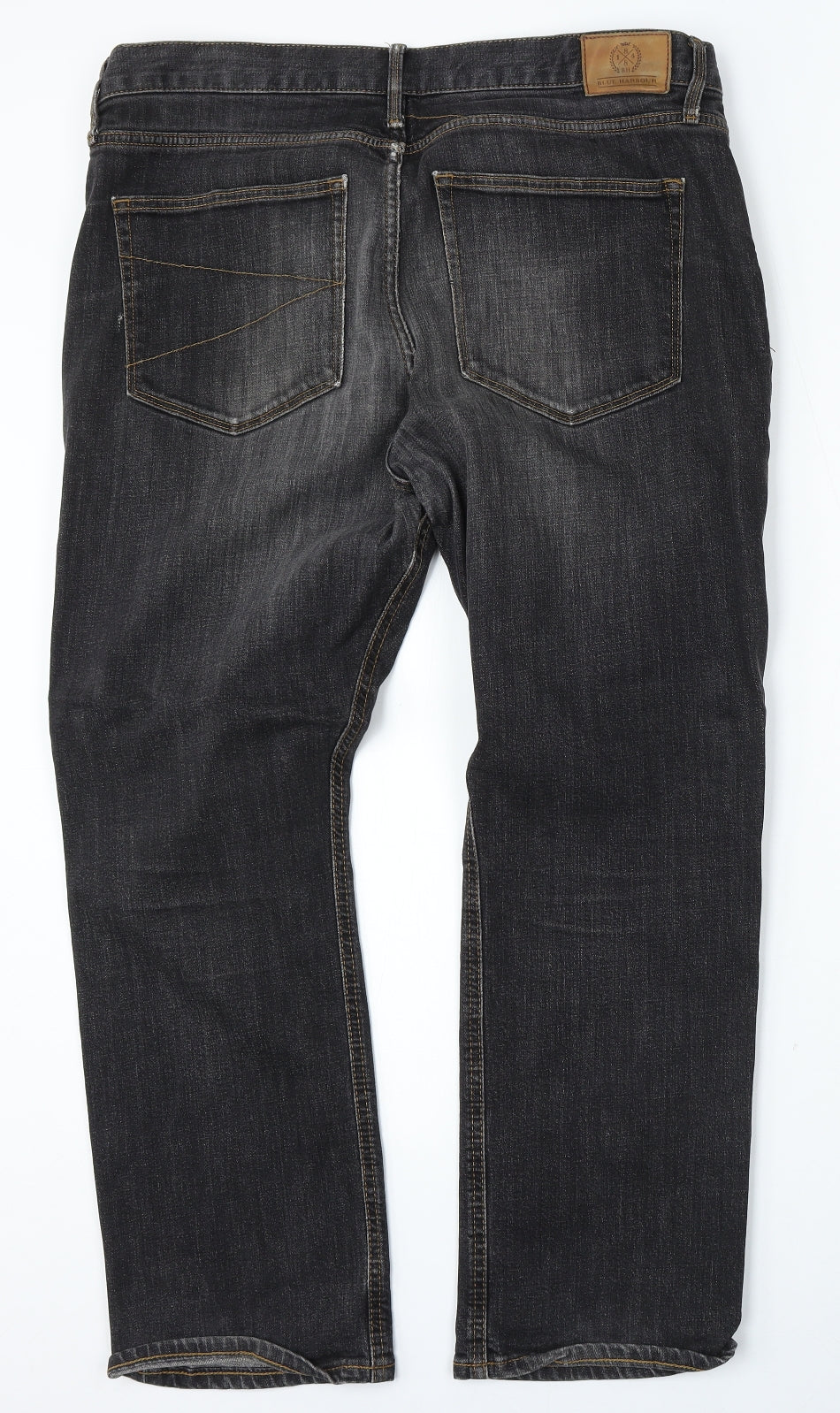 Marks and Spencer Mens Grey  Cotton Straight Jeans Size 38 L29 in Regular Button