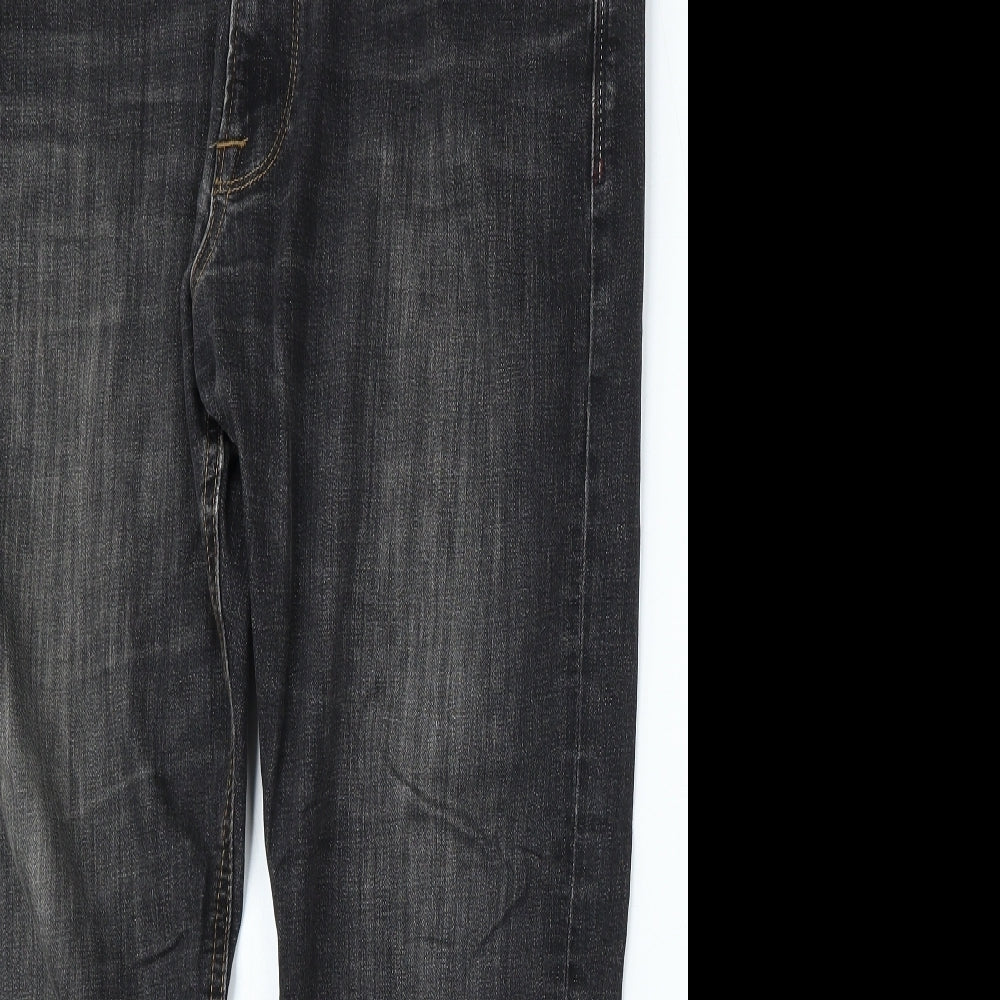 Marks and Spencer Mens Grey  Cotton Straight Jeans Size 38 L29 in Regular Button