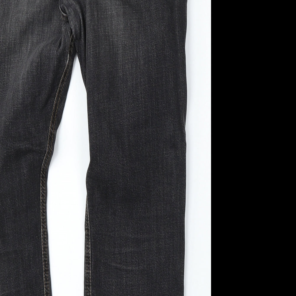 Marks and Spencer Mens Grey  Cotton Straight Jeans Size 38 L29 in Regular Button