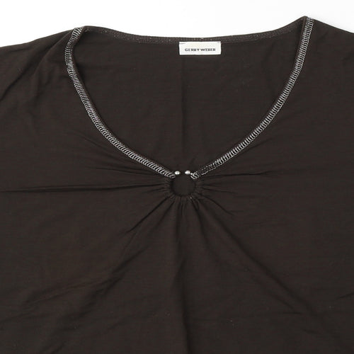 Gerry Weber Womens Brown  Polyester Basic T-Shirt Size M Round Neck