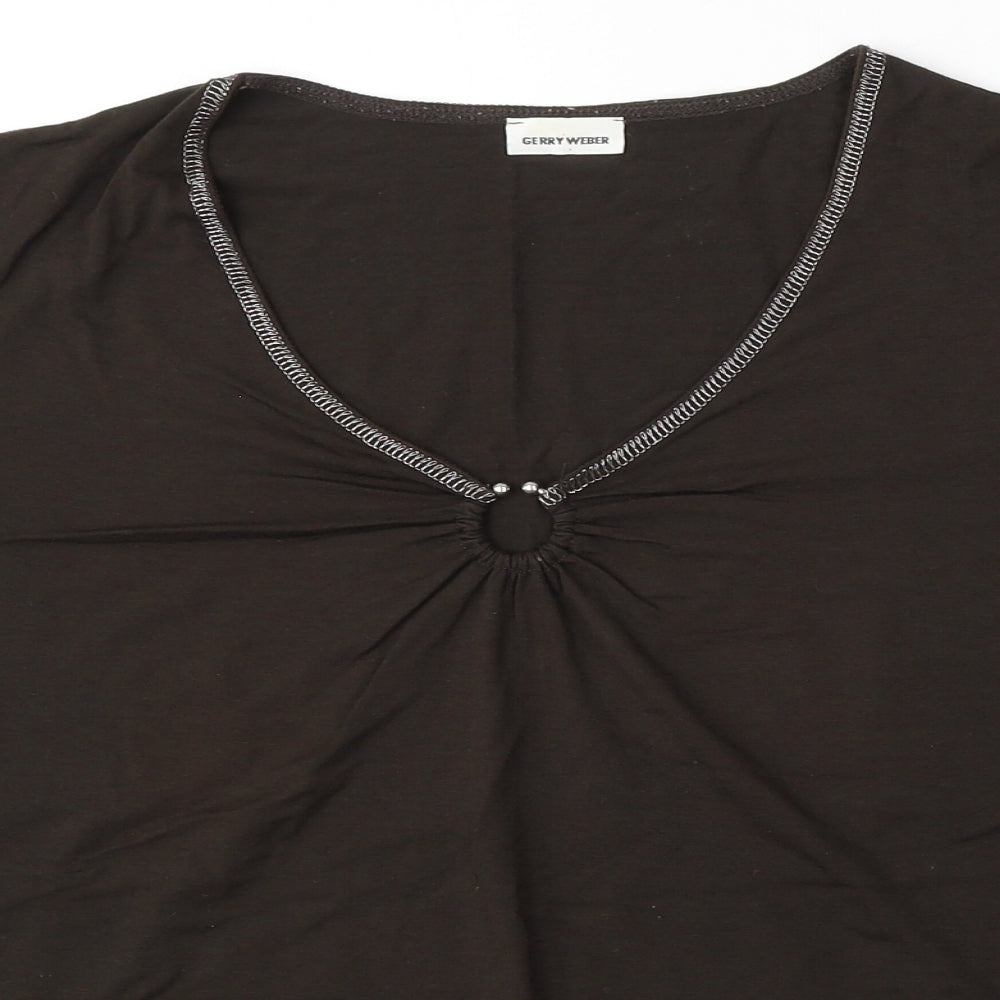 Gerry Weber Womens Brown  Polyester Basic T-Shirt Size M Round Neck