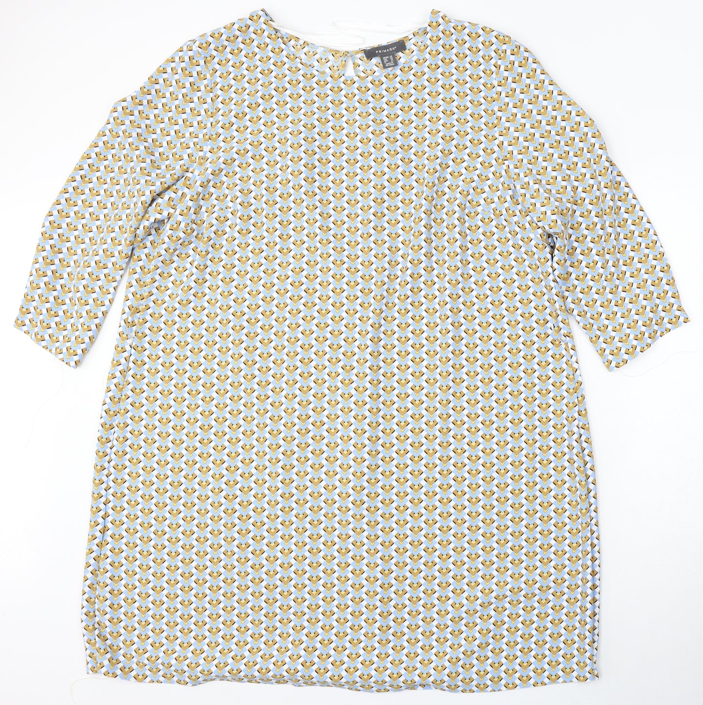 Primark Womens Multicoloured Geometric Polyester Sheath  Size 20  Round Neck