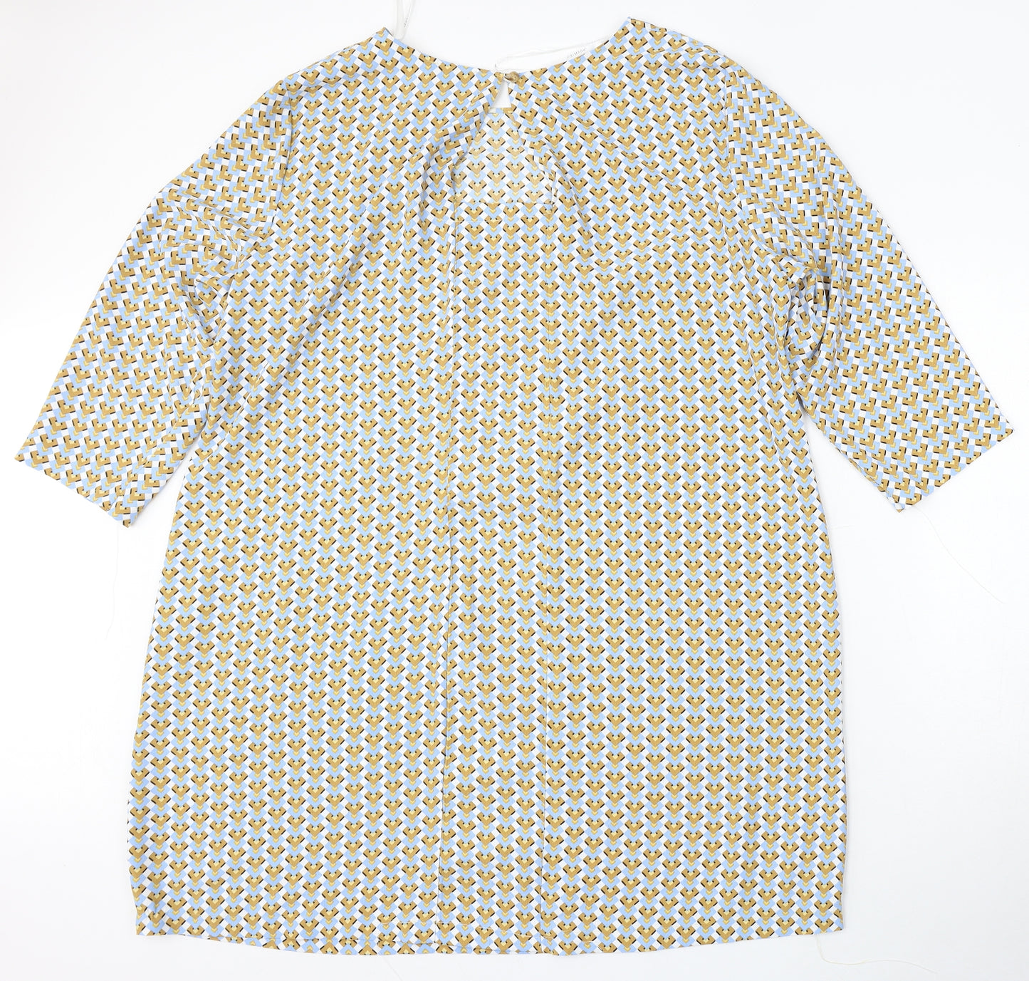 Primark Womens Multicoloured Geometric Polyester Sheath  Size 20  Round Neck
