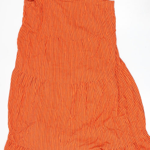 New Look Womens Orange Striped Viscose Sheath  Size 18  Square Neck