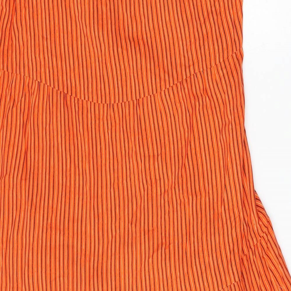 New Look Womens Orange Striped Viscose Sheath  Size 18  Square Neck