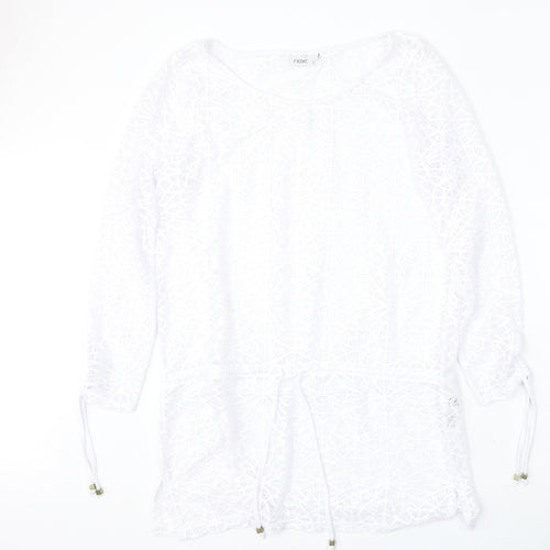 NEXT Womens White Round Neck  Polyester Pullover Jumper Size 12