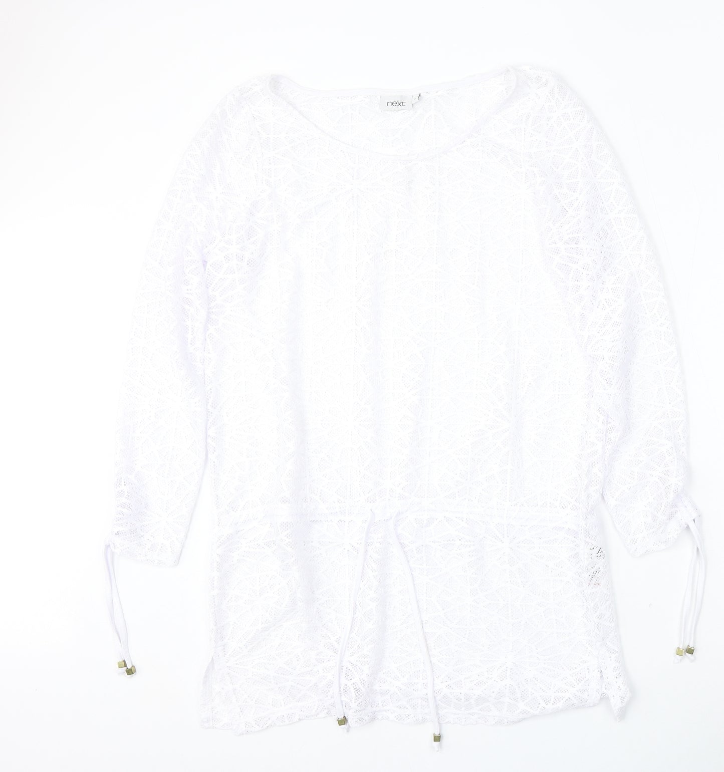 NEXT Womens White Round Neck  Polyester Pullover Jumper Size 12