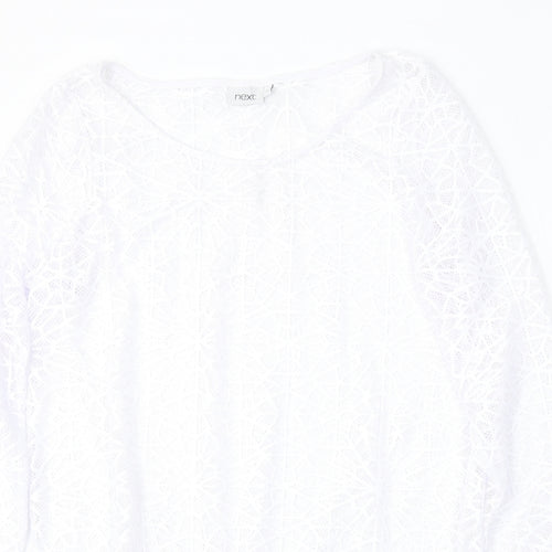 NEXT Womens White Round Neck  Polyester Pullover Jumper Size 12