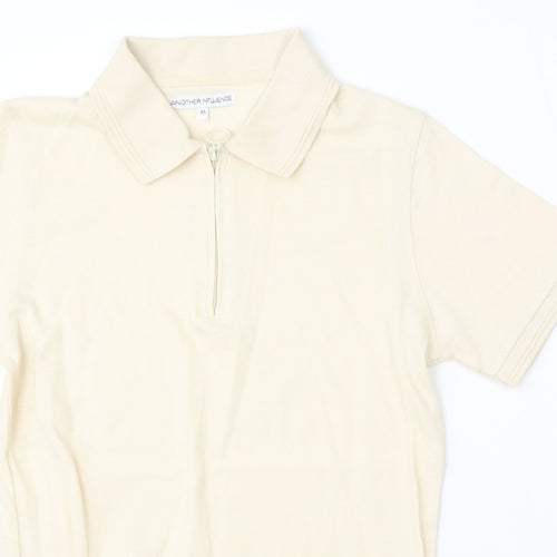 Another Influence Mens Beige  Cotton  Polo Size XS Collared Zip