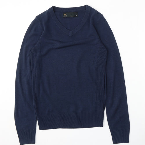 NEXT Womens Blue V-Neck  Acrylic Pullover Jumper Size XS