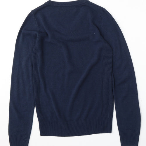 NEXT Womens Blue V-Neck  Acrylic Pullover Jumper Size XS