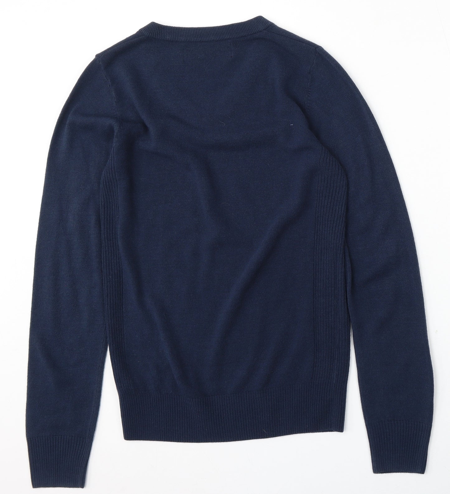 NEXT Womens Blue V-Neck  Acrylic Pullover Jumper Size XS