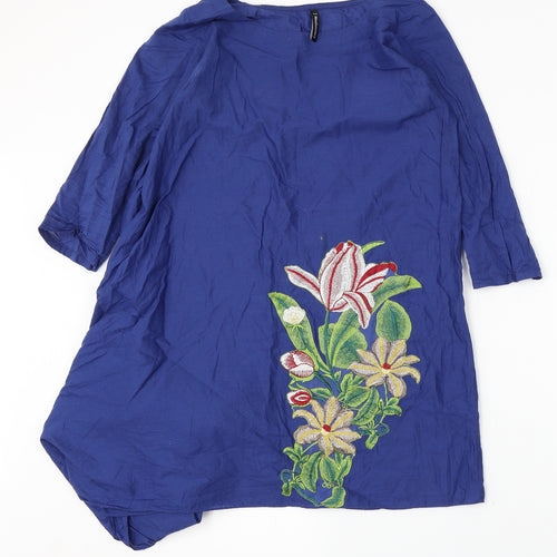 Mausummery Womens Blue  Polyester Shift  Size S  Round Neck