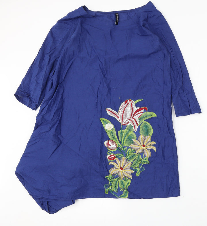 Mausummery Womens Blue Polyester Shift Size S Round Neck