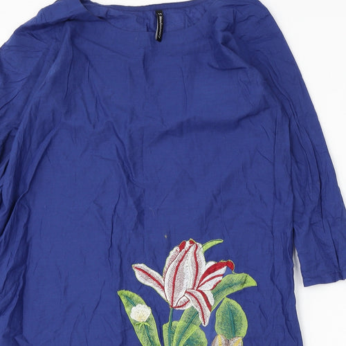 Mausummery Womens Blue  Polyester Shift  Size S  Round Neck