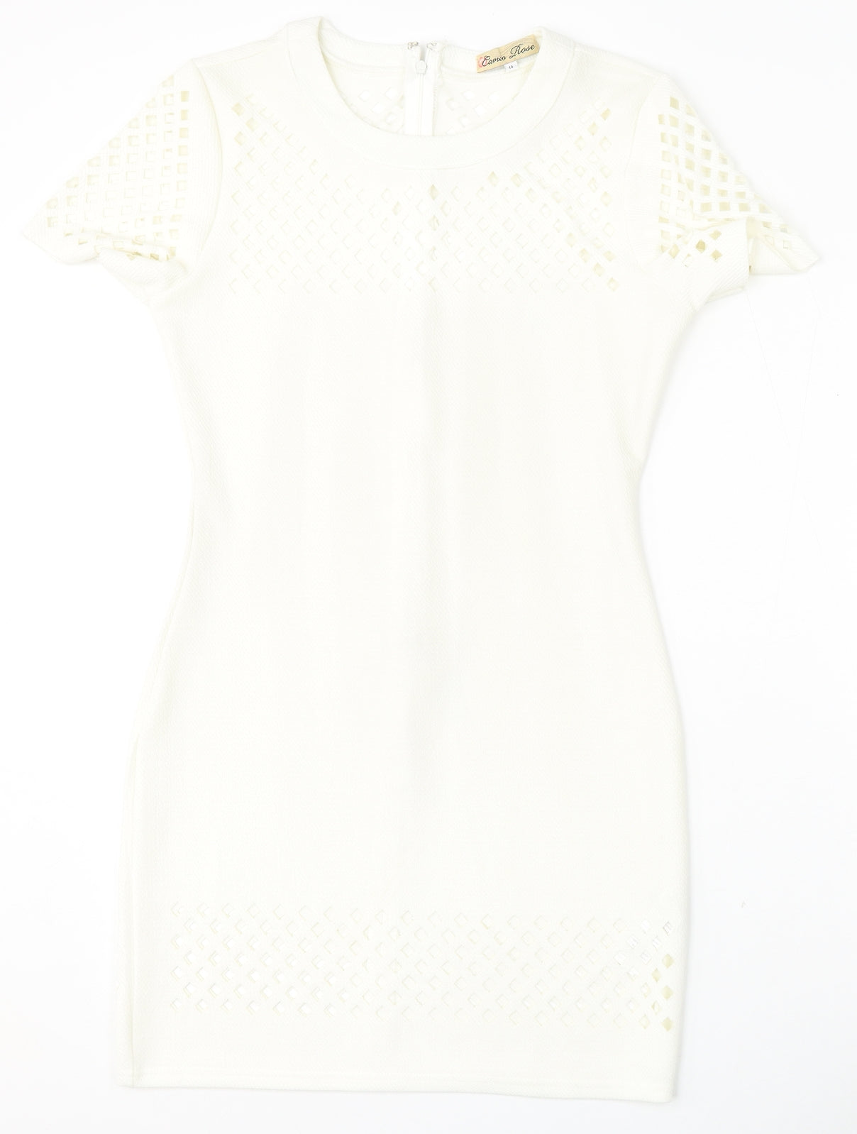 Cameo Rose Womens White  Polyester Bodycon  Size 14  Round Neck