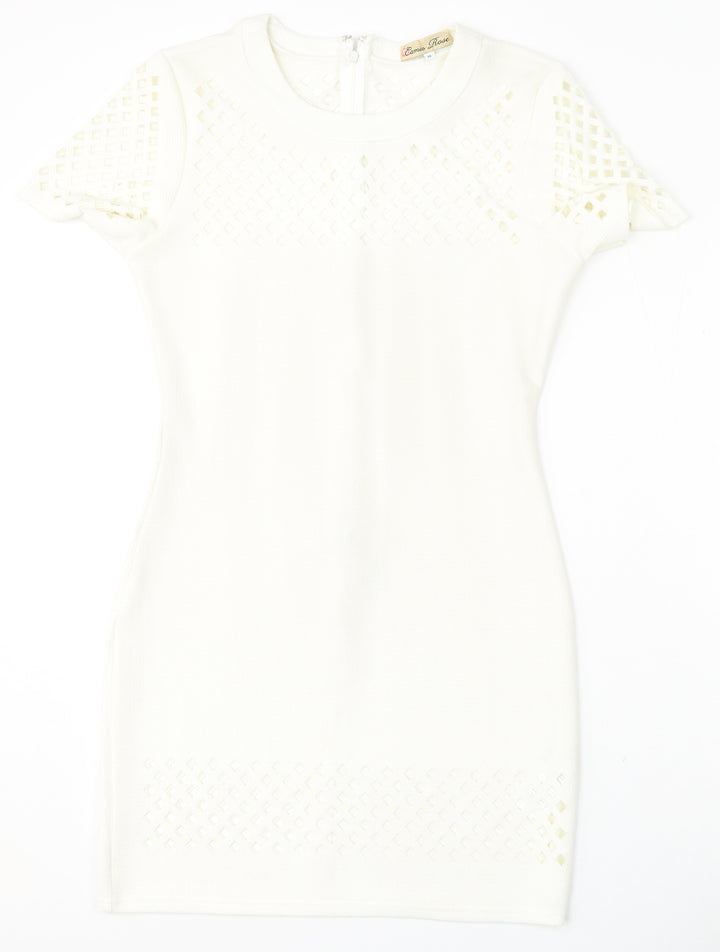 Cameo Rose Womens White  Polyester Bodycon  Size 14  Round Neck