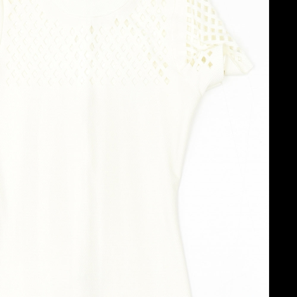 Cameo Rose Womens White  Polyester Bodycon  Size 14  Round Neck