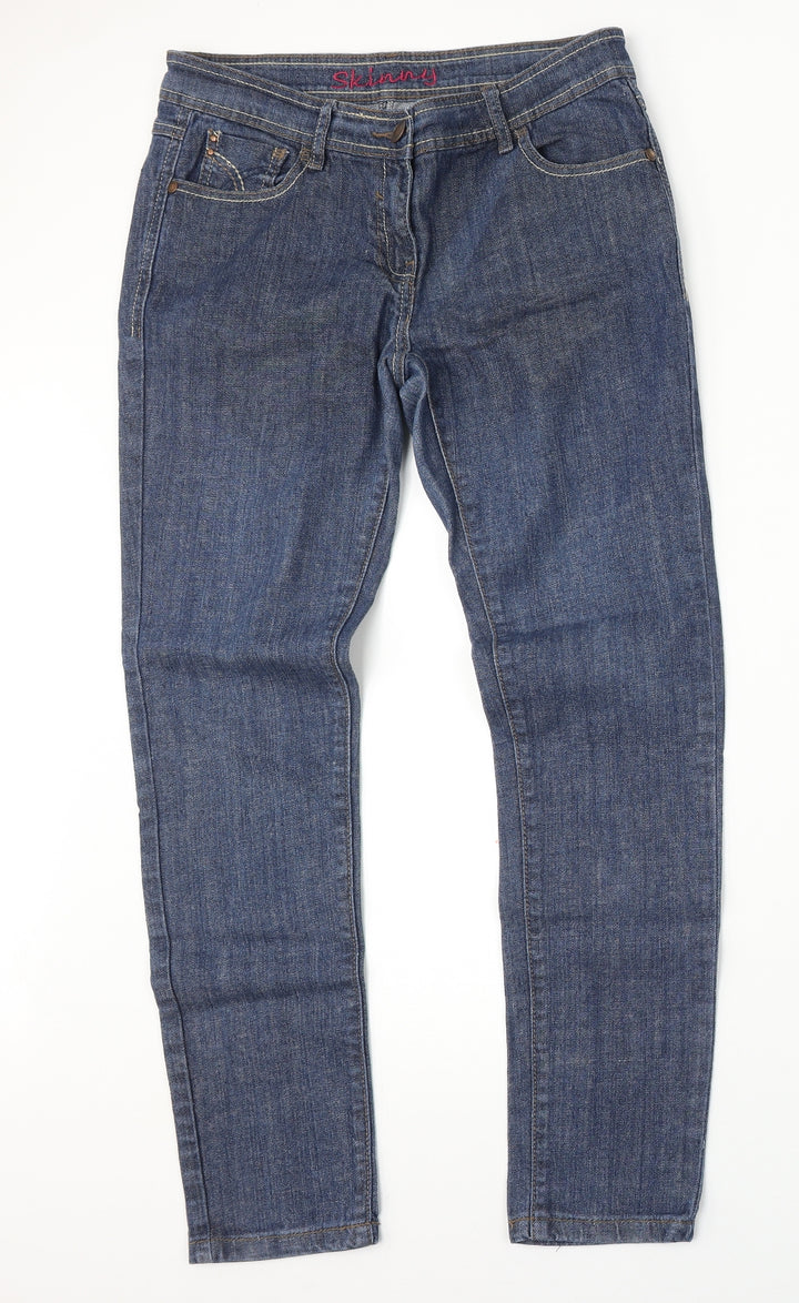 NEXT Womens Blue Cotton Skinny Jeans Size 32 L30 in Regular Button