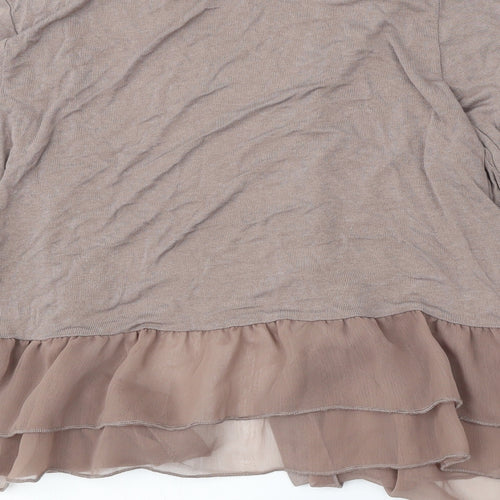 Storm Womens Brown V-Neck  Polyester Cardigan Jumper Size 14