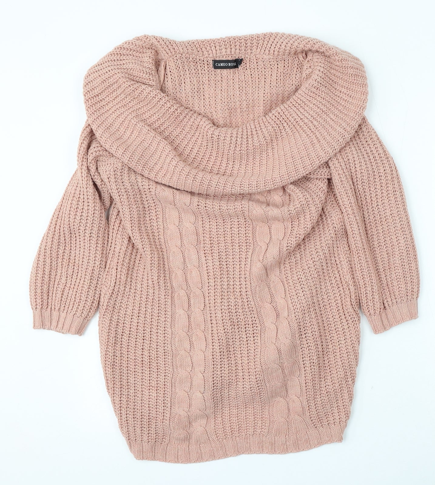 Cameo Rose Womens Pink Roll Neck  Acrylic Pullover Jumper Size S