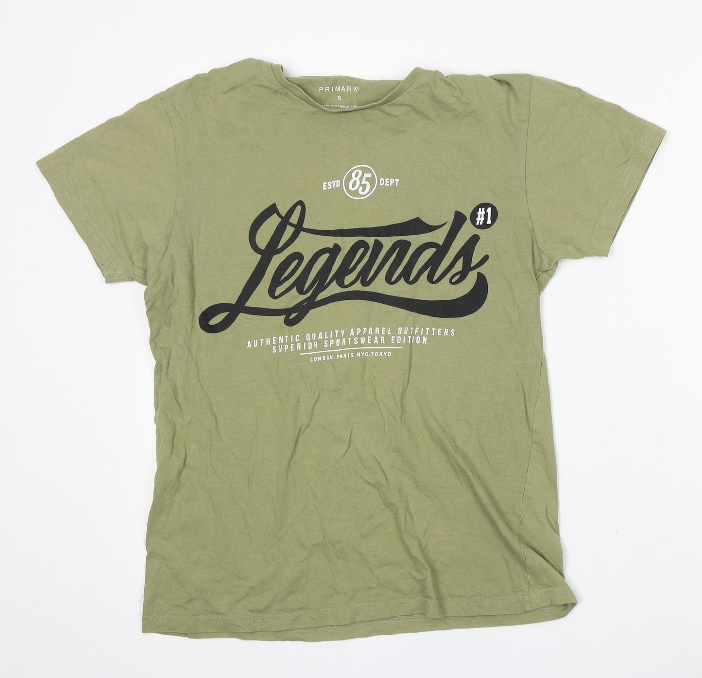 Primark Mens Green  Cotton  T-Shirt Size S Round Neck