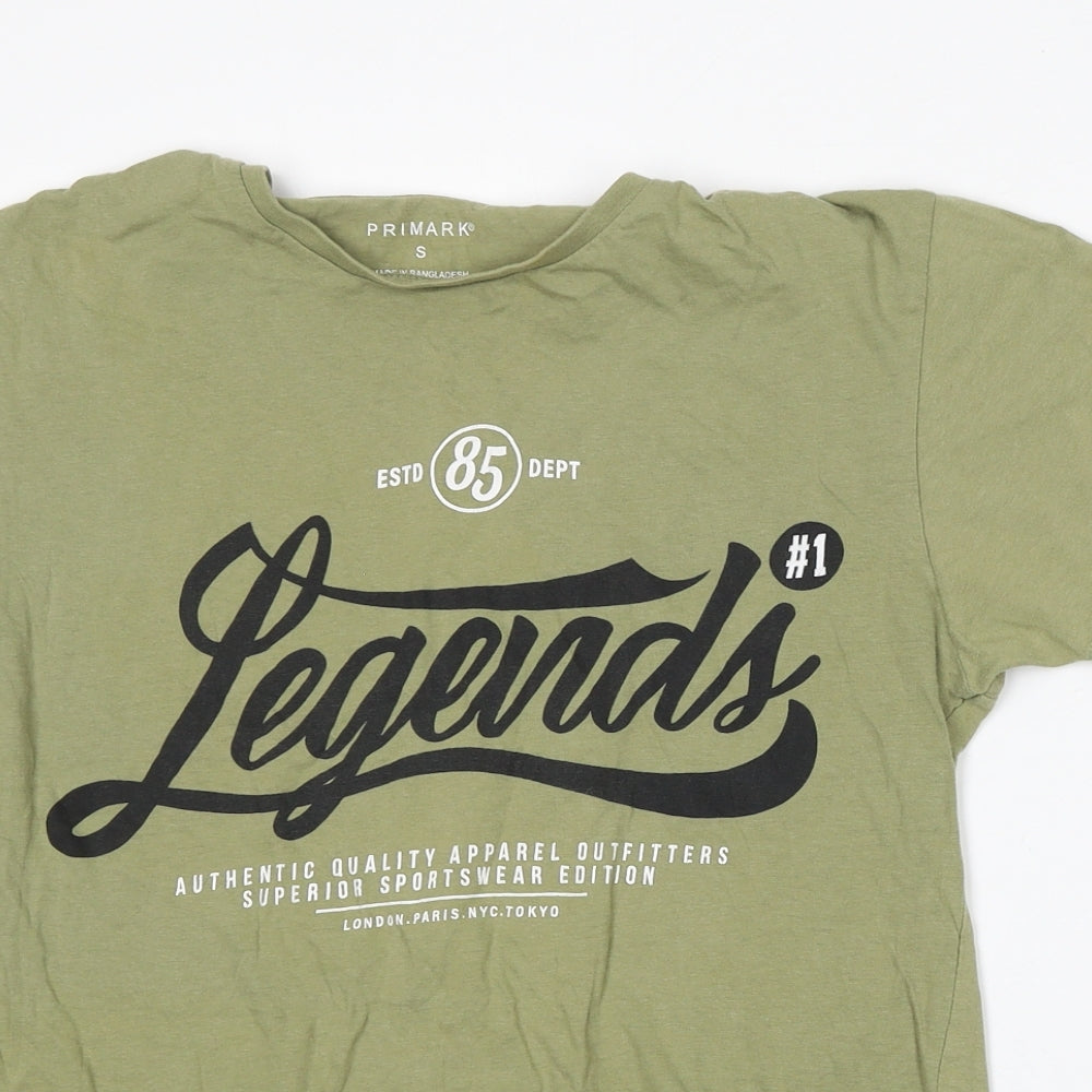 Primark Mens Green  Cotton  T-Shirt Size S Round Neck