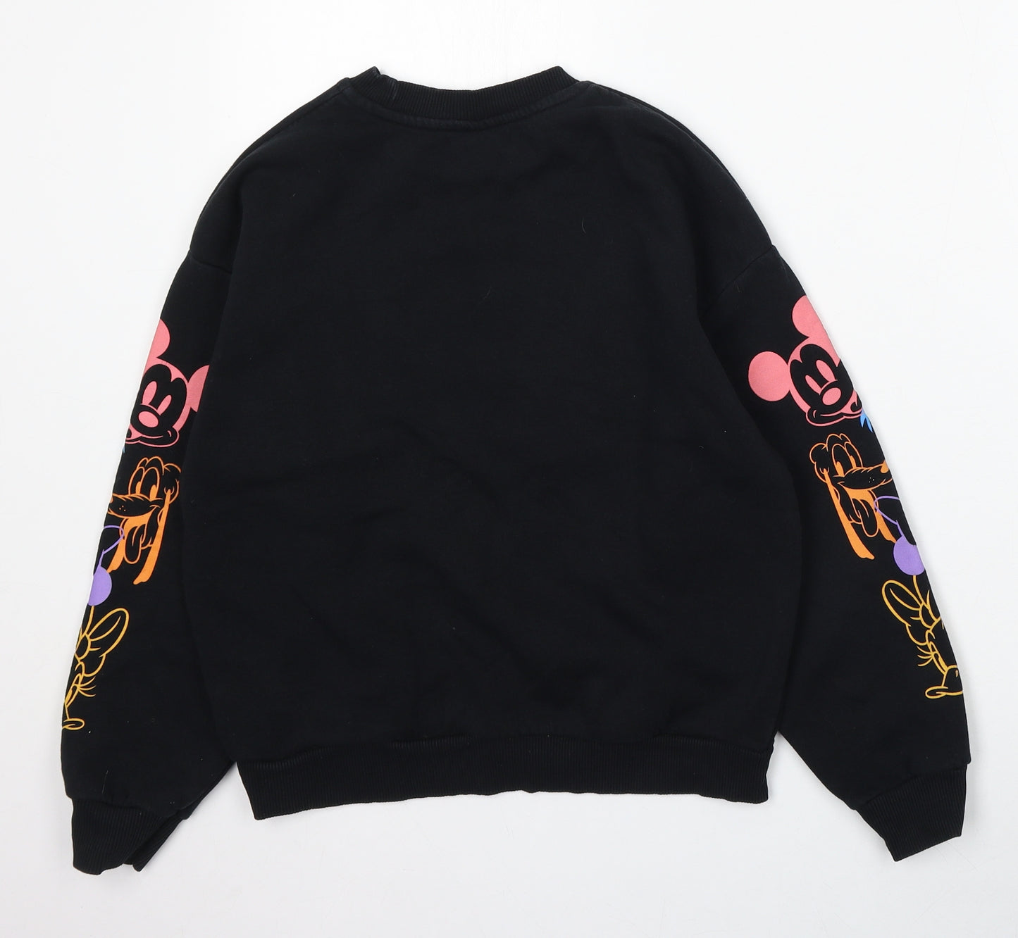 Disney Girls Black  Cotton Pullover Sweatshirt Size 10-11 Years   - mickey mouse