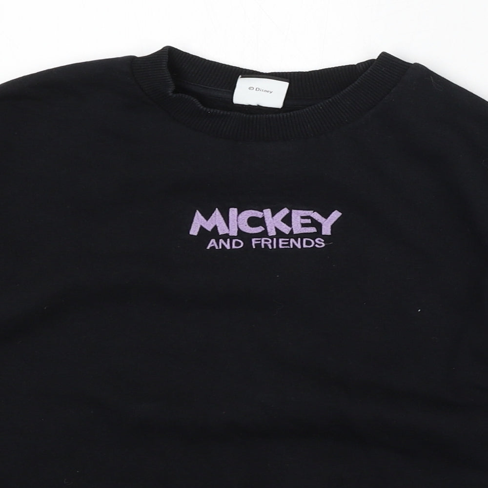 Disney Girls Black  Cotton Pullover Sweatshirt Size 10-11 Years   - mickey mouse