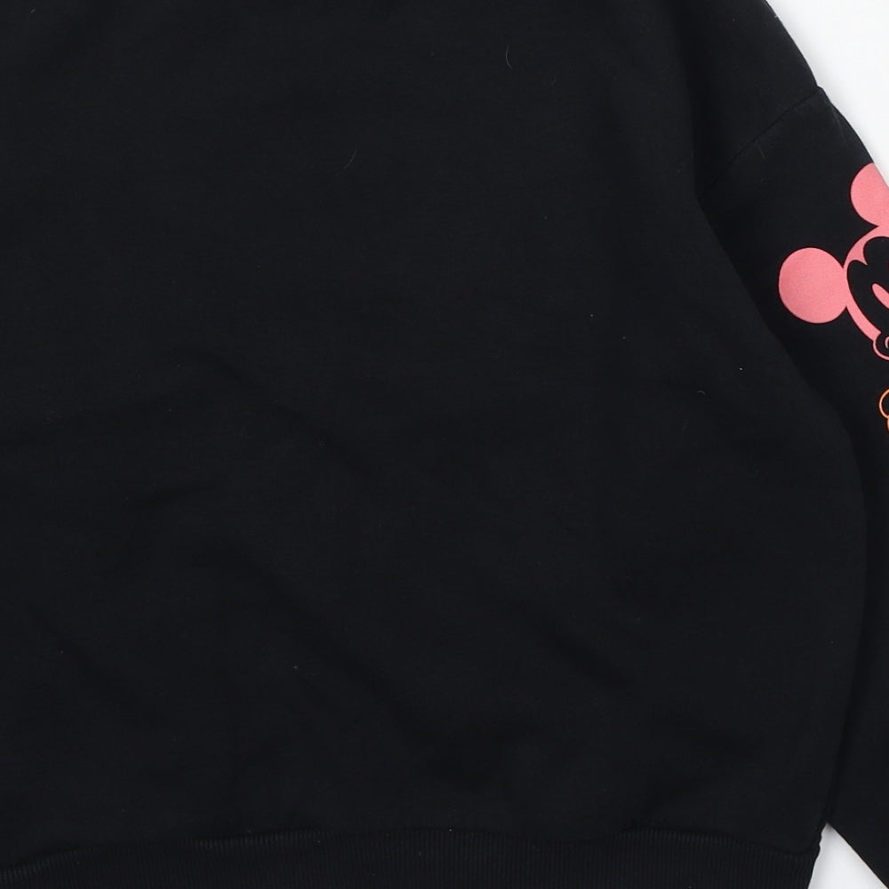 Disney Girls Black  Cotton Pullover Sweatshirt Size 10-11 Years   - mickey mouse