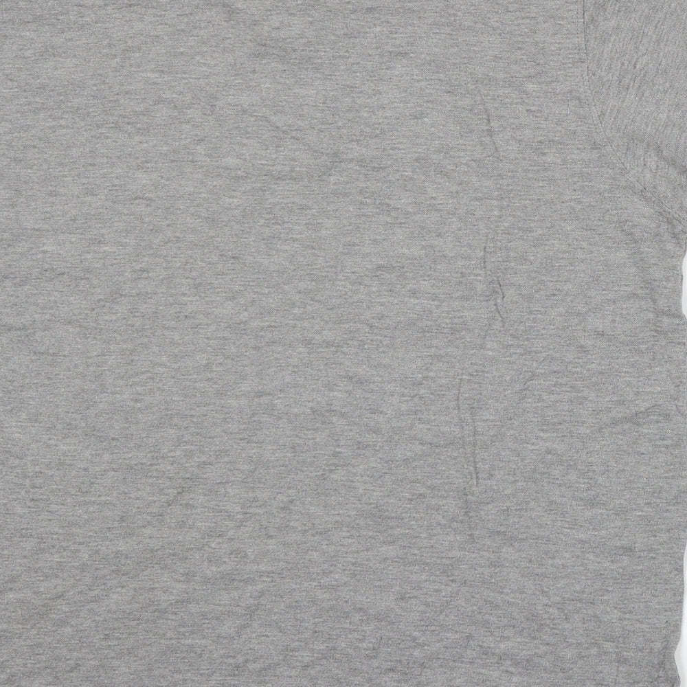 Benzini Mens Grey  Cotton  Polo Size L Collared Button