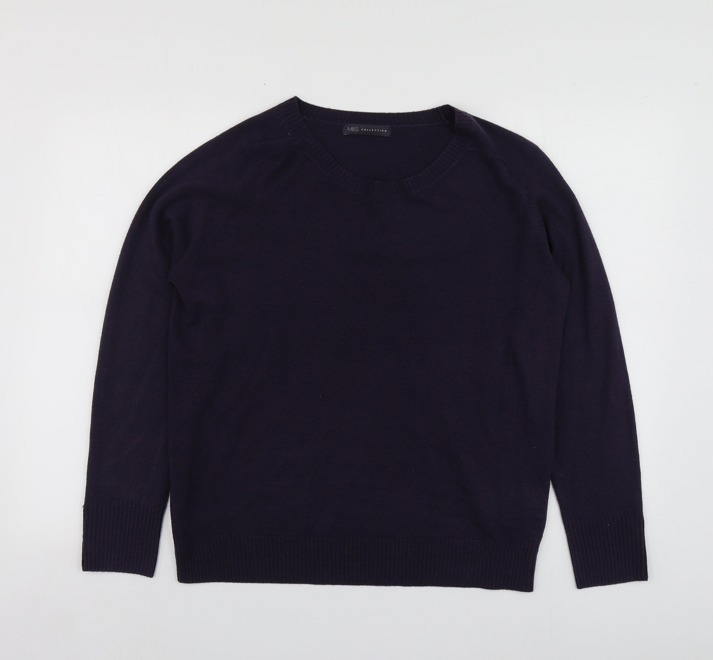 M&S Womens Purple Round Neck  Acrylic Pullover Jumper Size 16