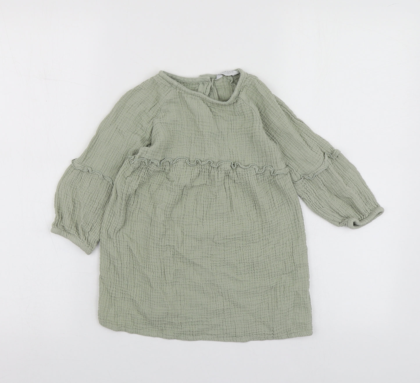 Primark Girls Green  Cotton Skater Dress  Size 3-4 Years  Round Neck