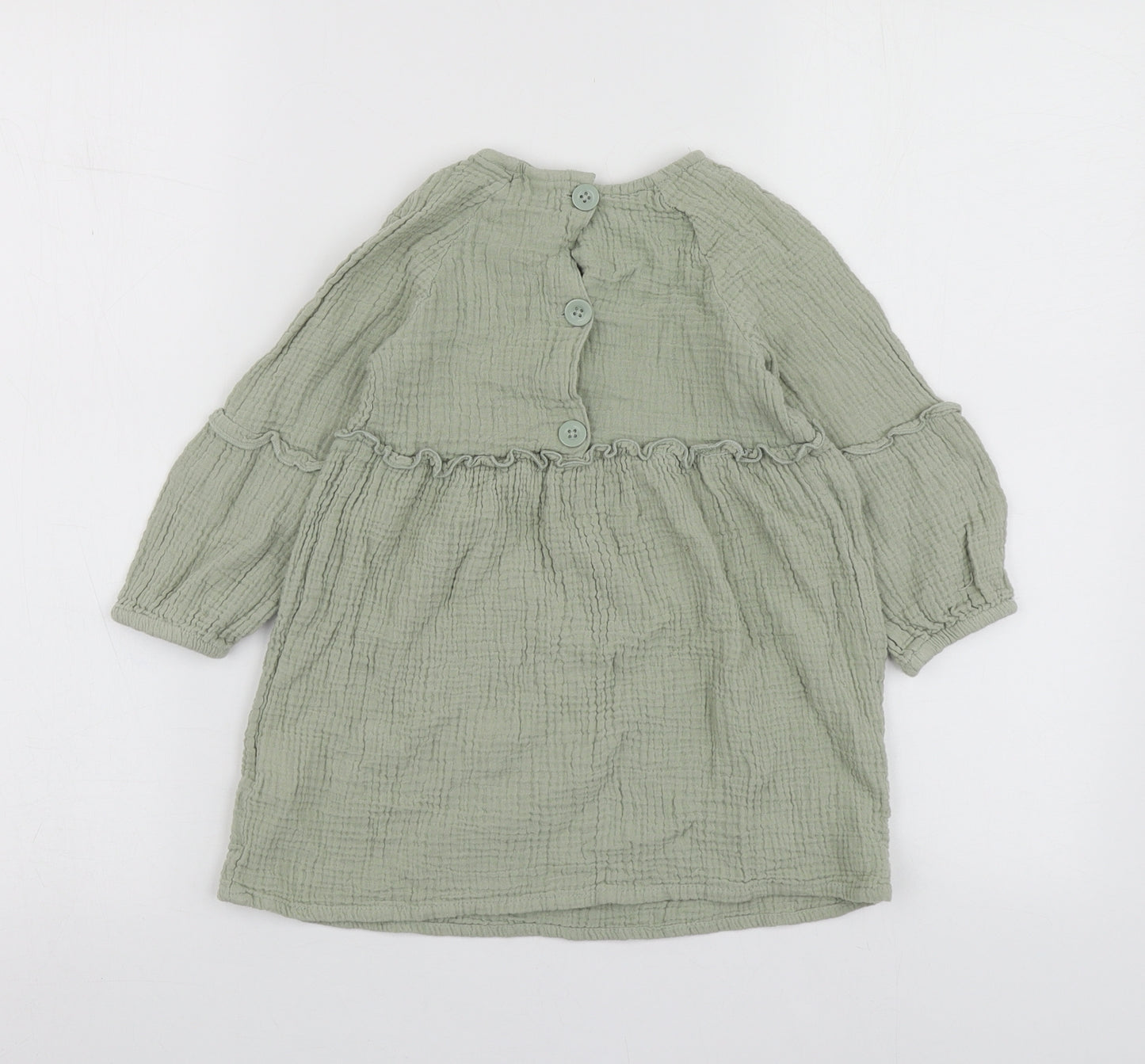 Primark Girls Green  Cotton Skater Dress  Size 3-4 Years  Round Neck