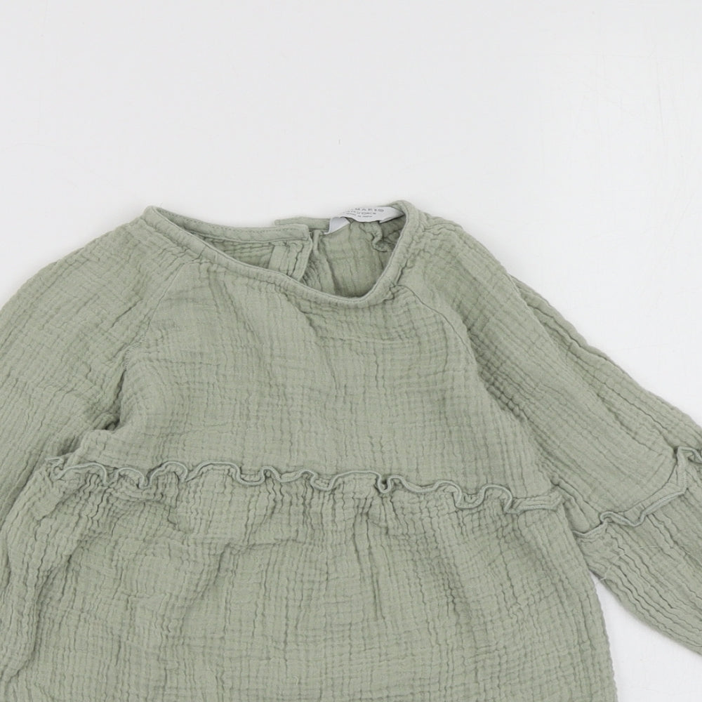 Primark Girls Green  Cotton Skater Dress  Size 3-4 Years  Round Neck