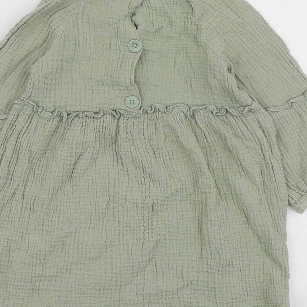 Primark Girls Green  Cotton Skater Dress  Size 3-4 Years  Round Neck
