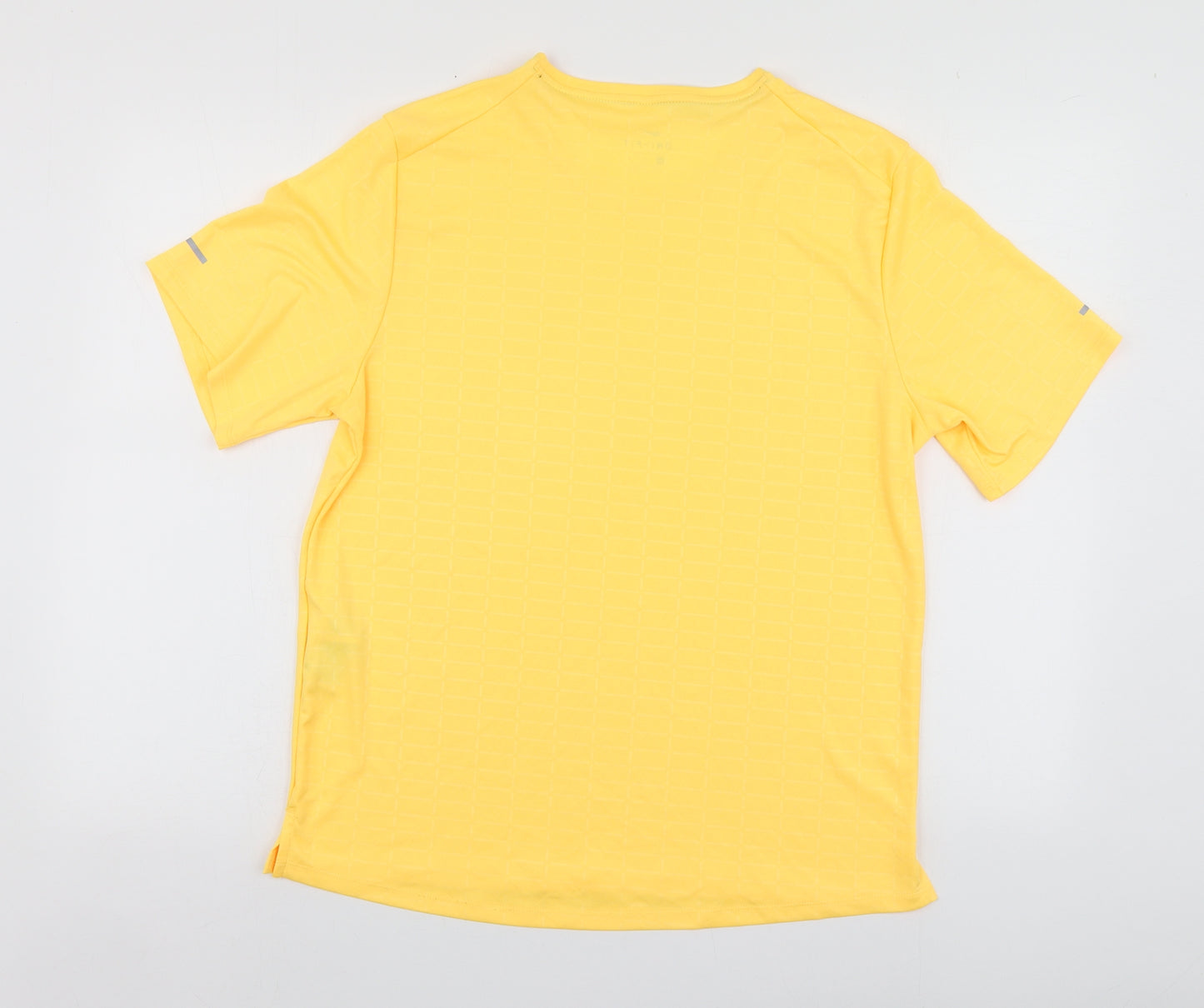 Nike  Mens Yellow  Polyester Basic T-Shirt Size M Round Neck