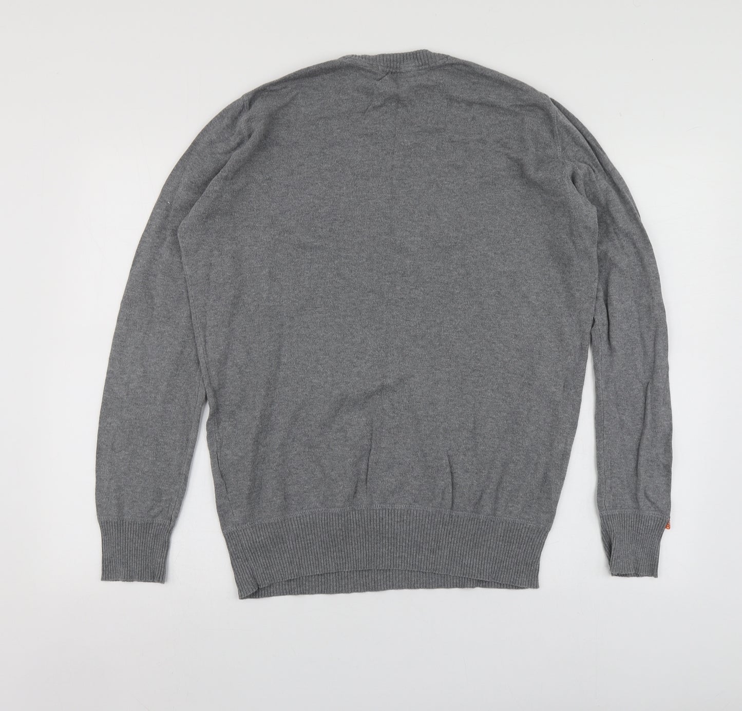 Superdry Mens Grey Round Neck  Acrylic Henley Jumper Size M