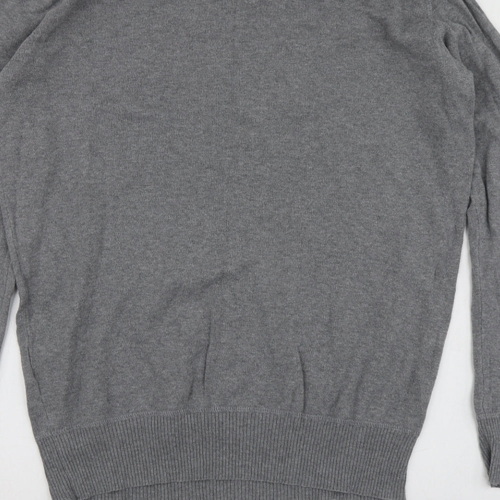 Superdry Mens Grey Round Neck  Acrylic Henley Jumper Size M