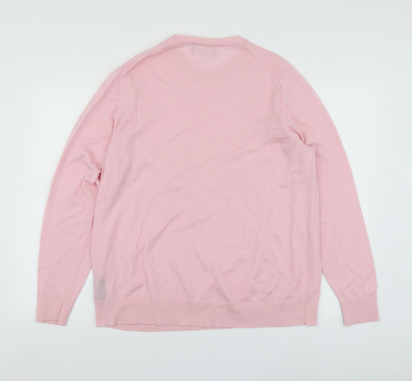 M&S Womens Pink Round Neck  Wool Pullover Jumper Size 20