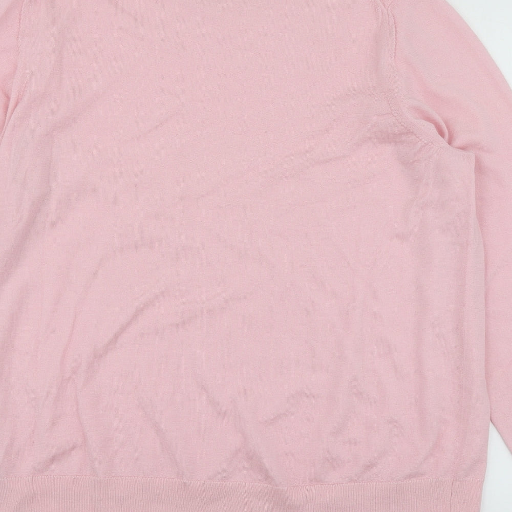 M&S Womens Pink Round Neck  Wool Pullover Jumper Size 20