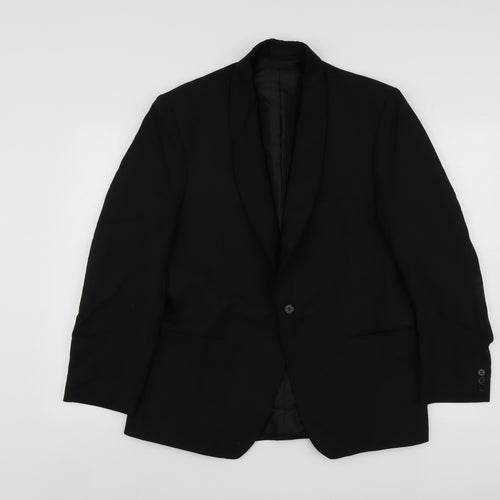 C&A Mens Black  Polyester Jacket Suit Jacket Size 42