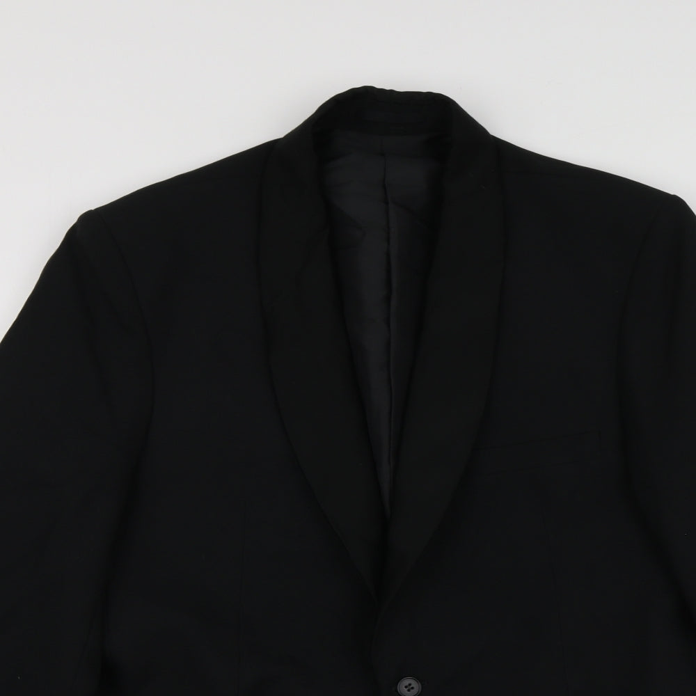 C&A Mens Black  Polyester Jacket Suit Jacket Size 42
