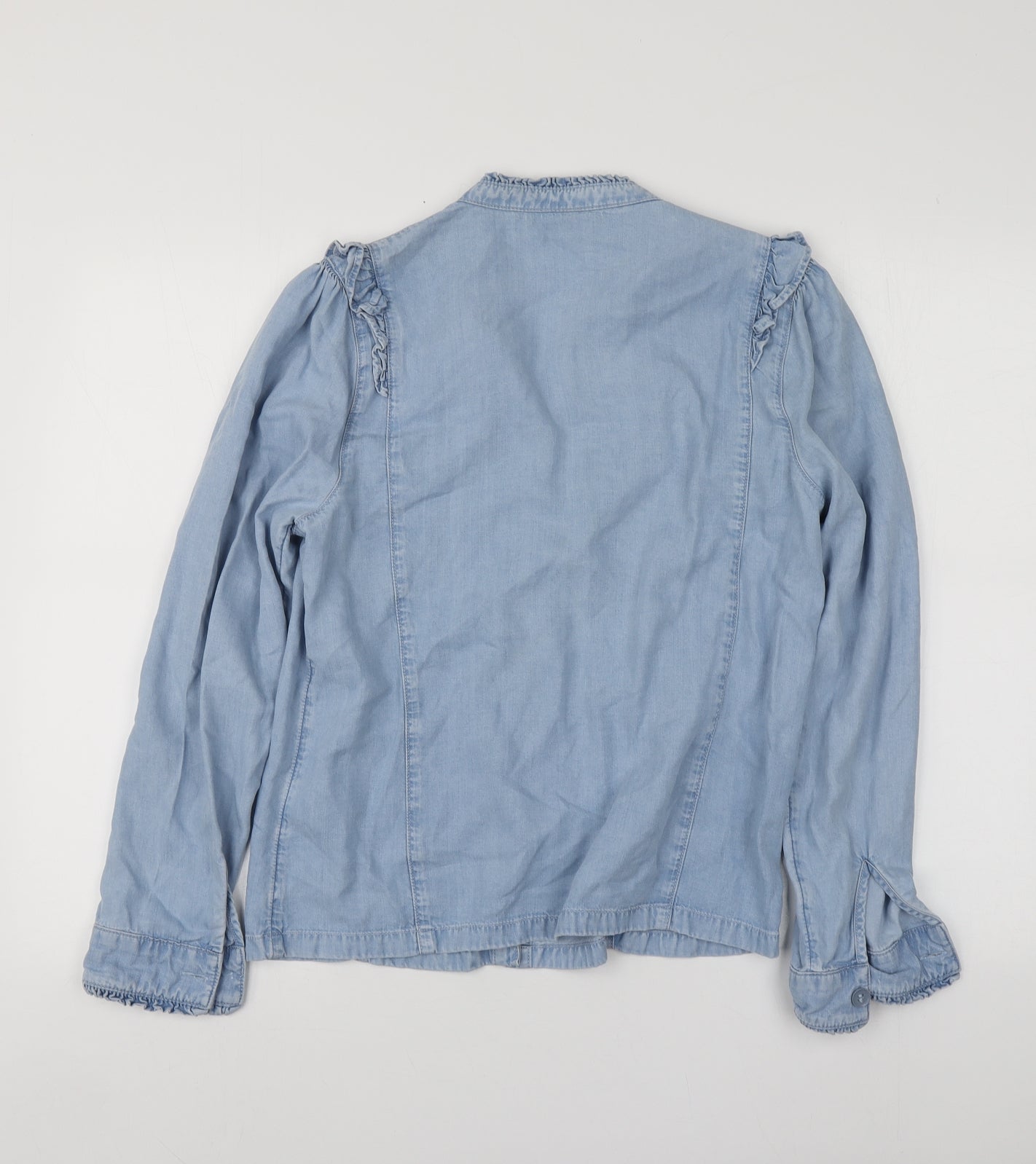 M&S Womens Blue  Lyocell Basic Button-Up Size 10 Collared