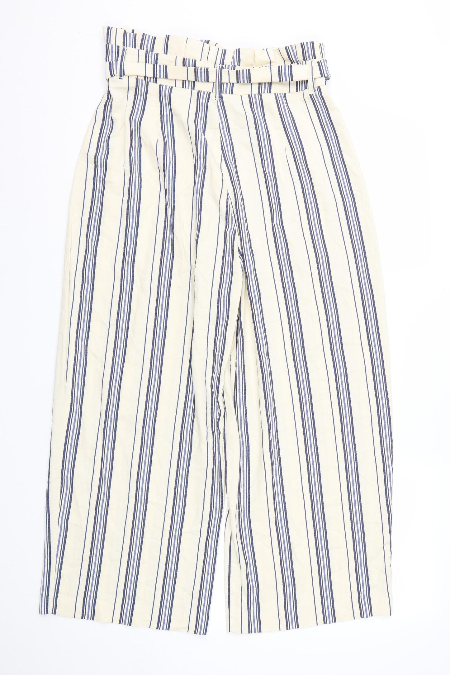 River Island Womens Beige Striped Viscose Trousers  Size 12 L27 in Regular