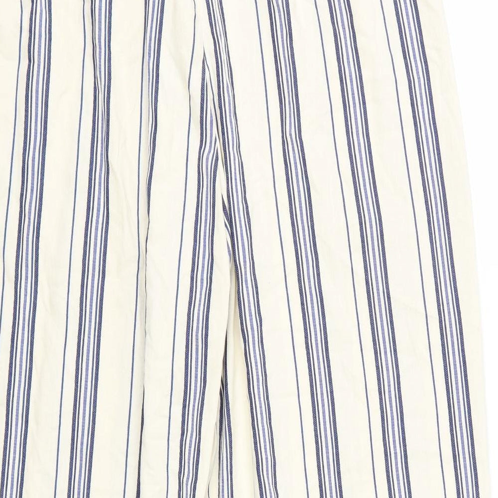 River Island Womens Beige Striped Viscose Trousers  Size 12 L27 in Regular